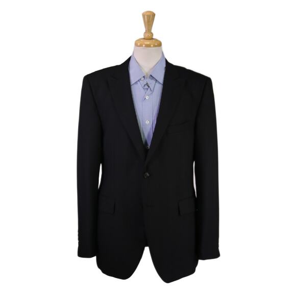 Strellson Men's Elvis Solid Black 2-Btn Blazer Jacket Peak Lapels 42R - Picture 1 of 11